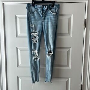 American Eagle Blue Skinny Distressed Jeans